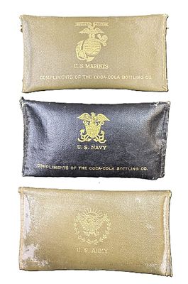 Lot 3 Original 40s WWII Coca-Cola U.S. Army Navy Marines Sewing Kits. Three vintage military 