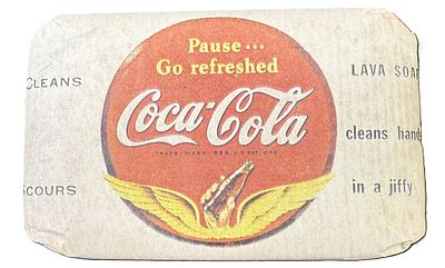 Vintage 1940s Coca-Cola Lava Workman Soap Bar w/ Original Wrapper. Vintage Coca-Cola branded 
