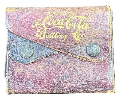 Antique Coca Cola Bottling Co Early 1900s Leather Coin Purse Wallet. Vintage leather coin purse 
