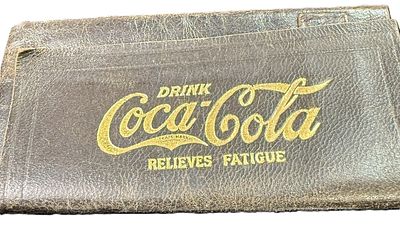 Antique Drink Coca Cola Relieves Fatigue Early 20th Century Leather Wallet. Vintage Coca-Cola 