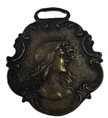 Early 20th Century Compliments of Coca Cola Bottling Co Brass Watch Fob w/ Woman. Vintage 