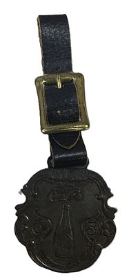 Antique Early 1900s Drink Coca Cola 5 Cent Leather & Metal Watch Fob. Vintage Coca-Cola 
