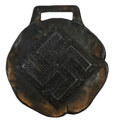 Drink Coca Cola In Bottles 5 Cent Good Luck Key Fob w/ Swastika. Vintage Coca-Cola advertising 