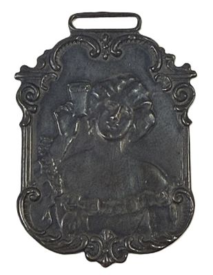 Antique Early 1900s Woman Drinking Coca Cola In Bottles 5 Cent Watch Fob. Vintage Coca-Cola 