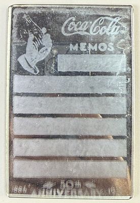 Antique 1936 Coca Cola Memos 50th Anniversary Pocket Mirror. Coca-Cola 50th Anniversary memo 