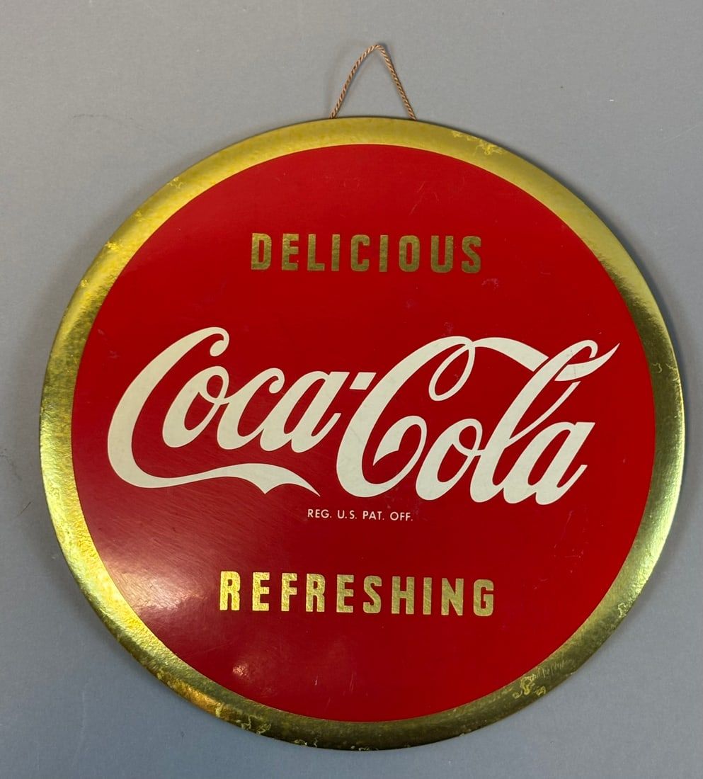 Lot 159: Coca Cola 9" Philadelphia Badge Co J. Paul Cobb Atlanta GA Advertising Sign