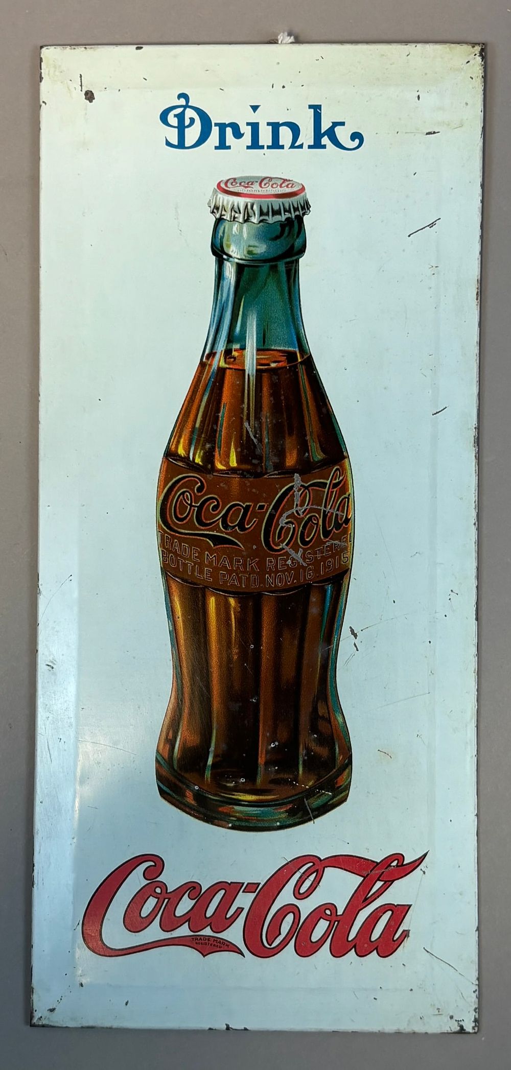 Lot 167: Rare Antique Ca. 1915 Drink Coca Cola Tin Over Cardboard Advertising Soda Sign
