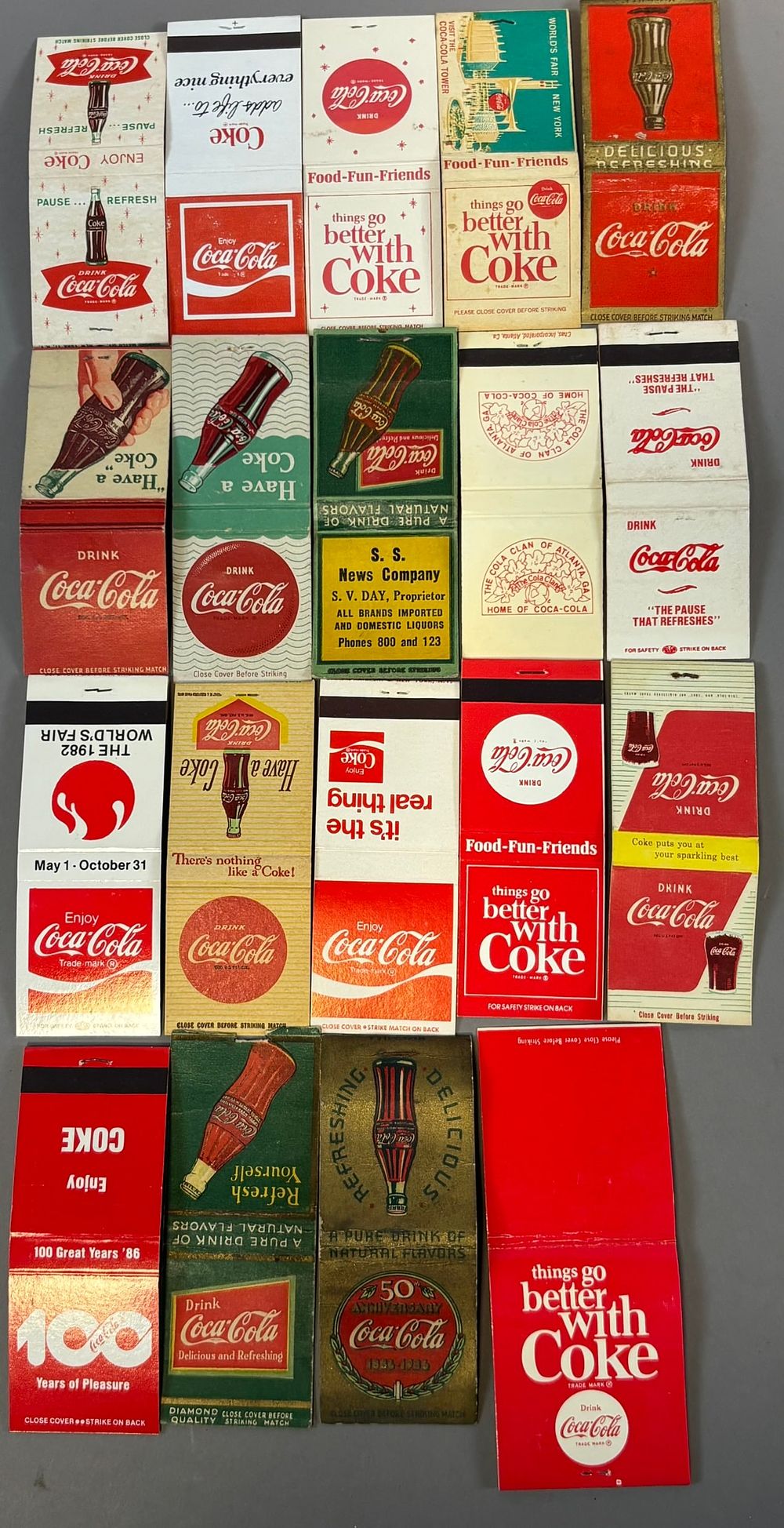 Lot 202: Lot 19 Original 30s-40s-50s-60s Coca Cola Advertising Matchbooks