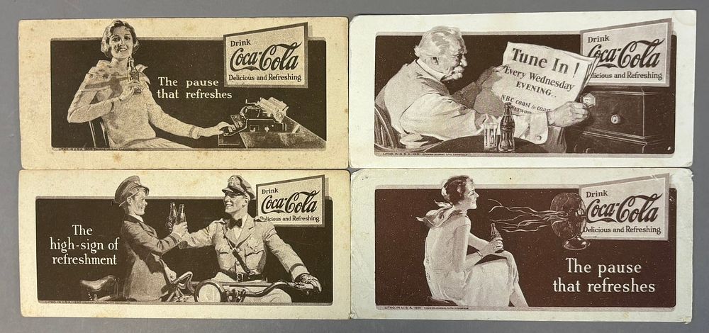 Lot 205: Lot 4 Original Black & White Coca Cola Advertising Ink Blotters