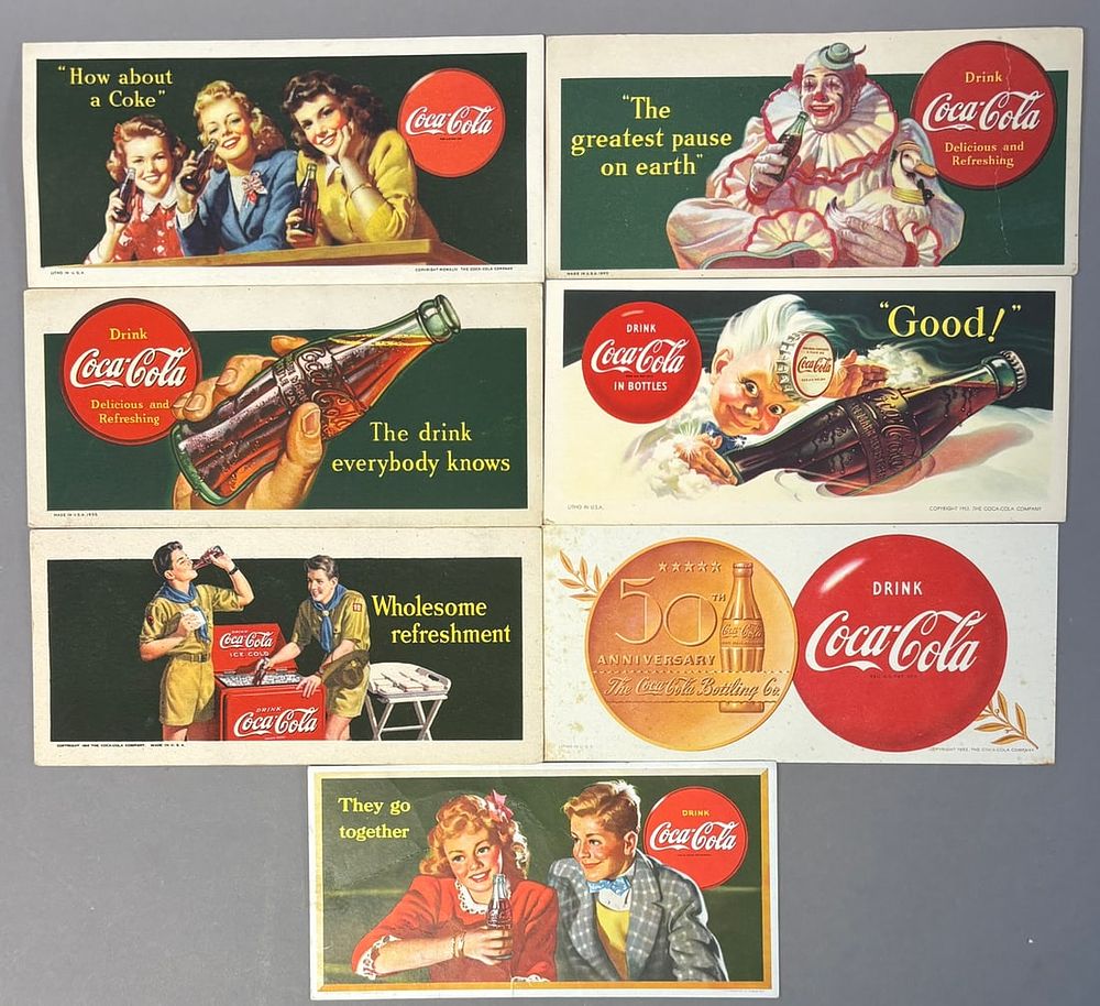 Lot 206: Lot 7 Original Coca Cola 1930s-40s Advertising Ink Blotters