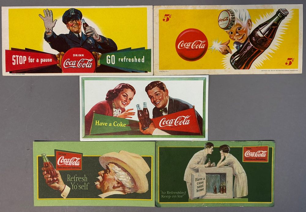 Lot 209: Lot 5 Original Coca Cola 30s-50s Advertising Ink Blotters