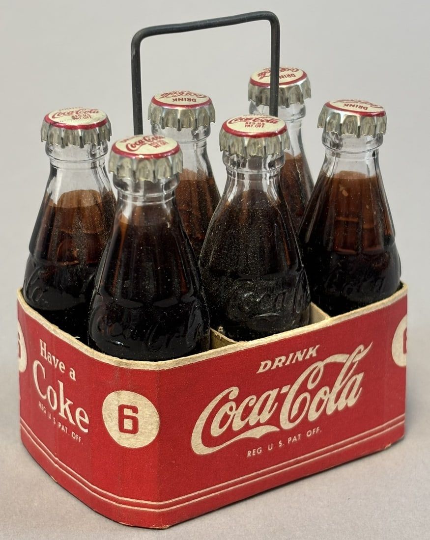 Lot 216: Drink Coca Cola Have A Coke 6 Pack Miniature Cardboard Carrier & Bottles