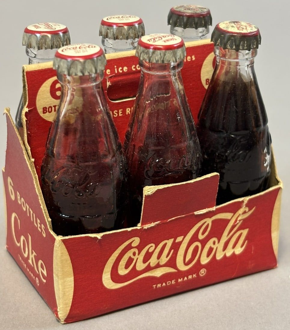 Lot 219: Coca Cola 6 Pack Cardboard Carrier Miniature Case w/ Embossed Bottles