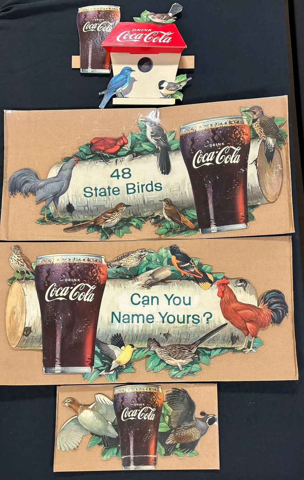 Lot 229: 1956 Coca Cola State Birds Cardboard Festoon Backbar Advertising Display