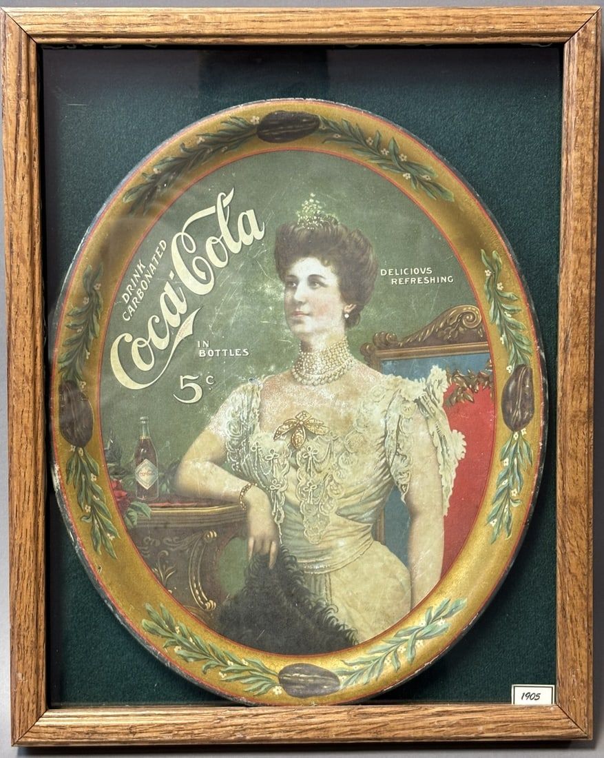 Lot 230: 1905 Drink Carbonated Coca Cola 5 Cent Delicious Refreshing Tin Serving Tray