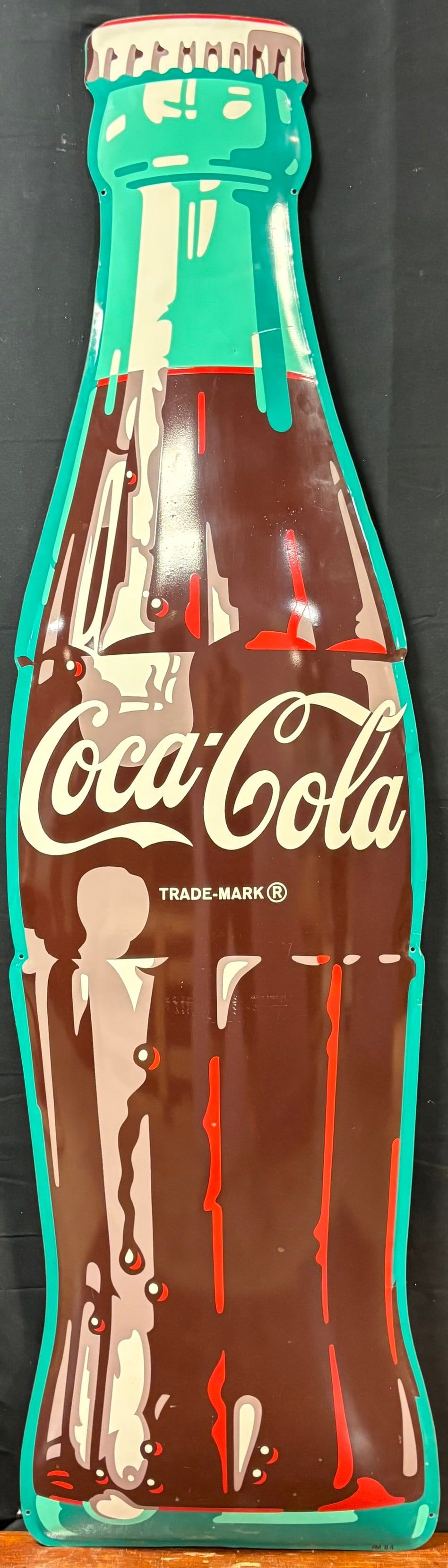 Lot 254: 1950s 6' Tall Coca Cola Diecut SST Tin Metal Advertising Bottle Sign