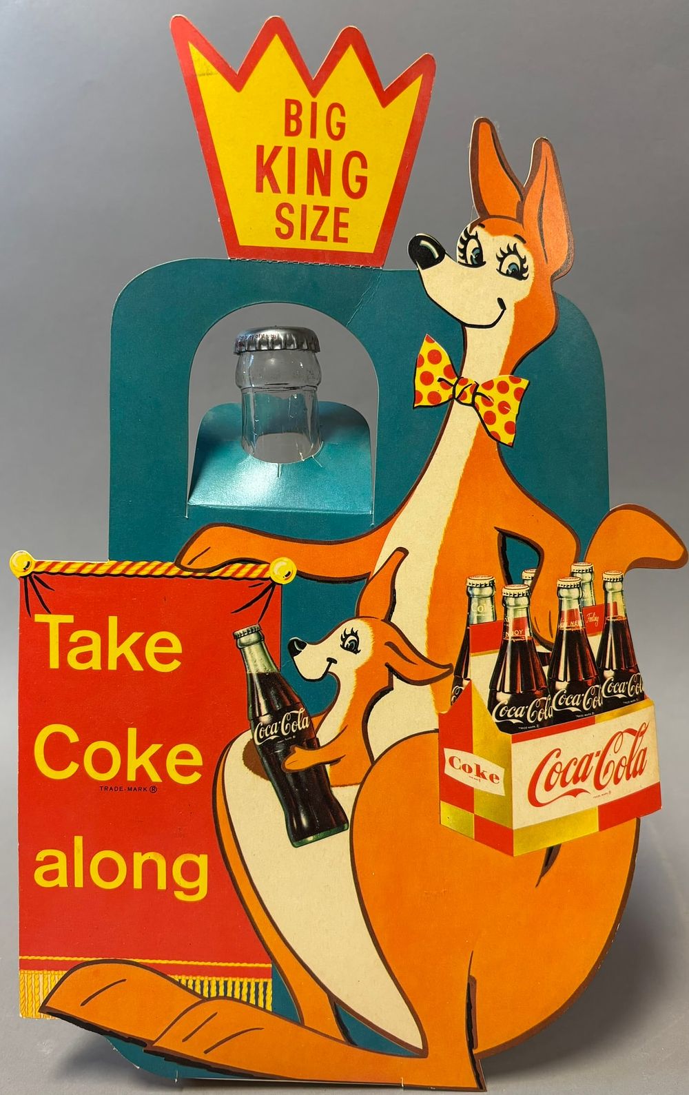 Lot 284: Big King Size Cardboard Coca Cola Bottle Topper w/ Full Tamano Grande