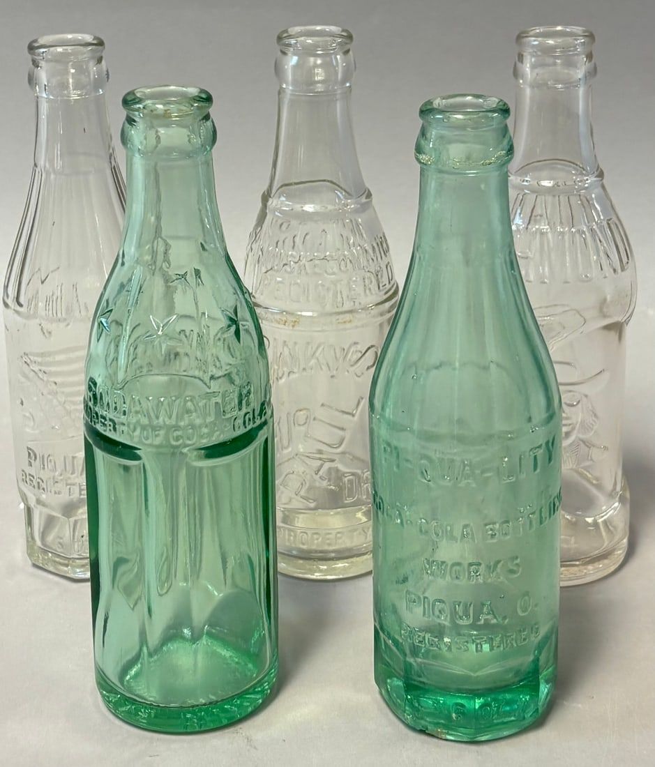 Lot 286: Lot 5 Coca Cola Piqua & Richmond Glass Soda Pop Bottles Sodawater