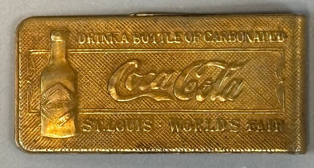 Lot 299: Drink Coca Cola Tiffany Studios St Louis Worlds Fair Brass 1904 Money Clip