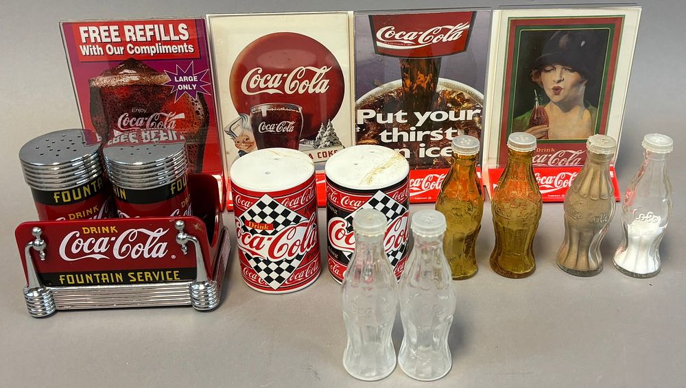 Lot 315: Lot 15 Coca Cola Soda Fountain Salt & Pepper Counter Advertising Items