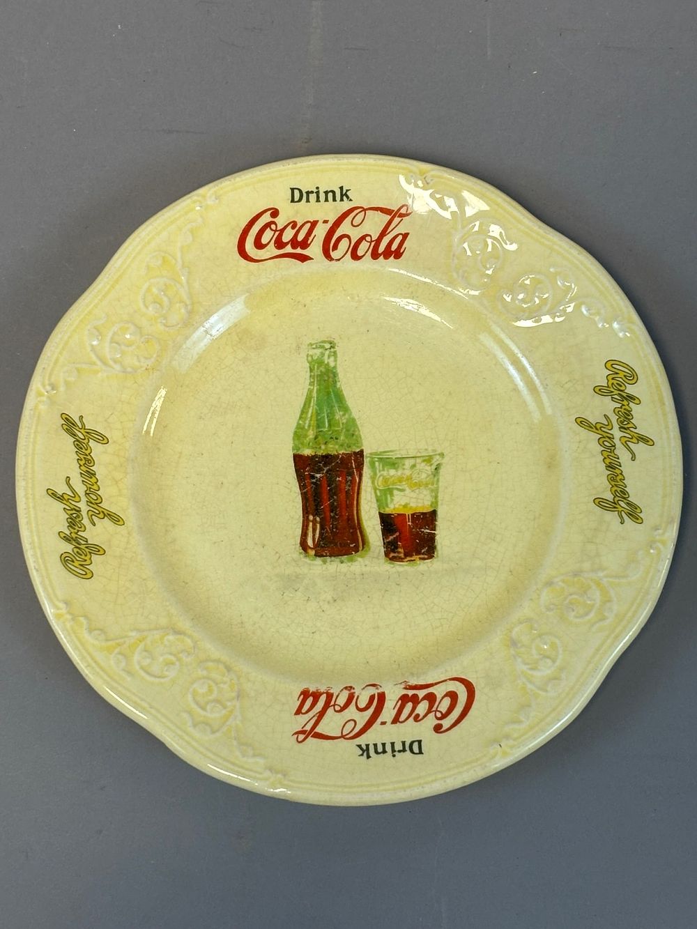 Lot 324: Early 1920s Drink Coca Cola Original 7.5" Porcelain Advertising Plate by Knowles