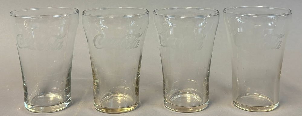 Lot 328: Lot 4 Coca Cola Original Etched Soda Fountain Glasses