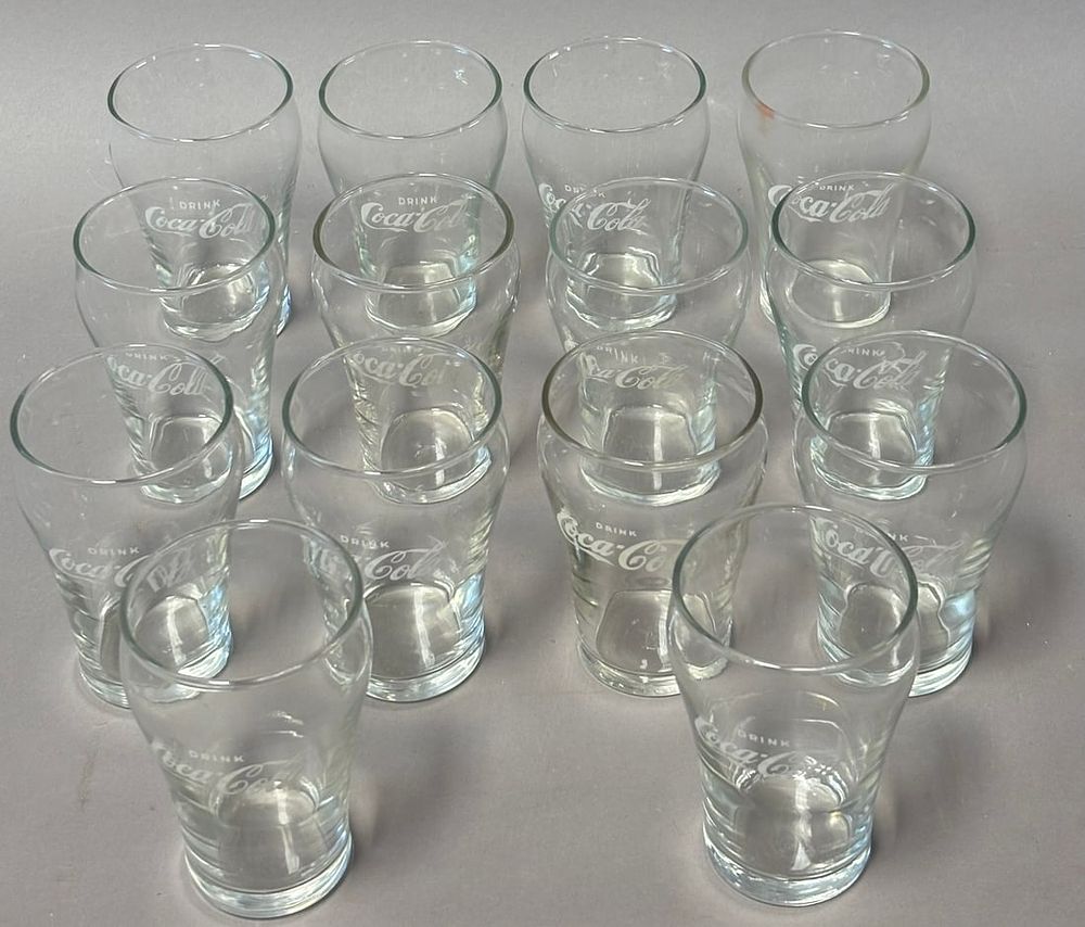 Lot 331: Drink Coca Cola Original Lot 14 1920s Soda Fountain Drinking Glasses