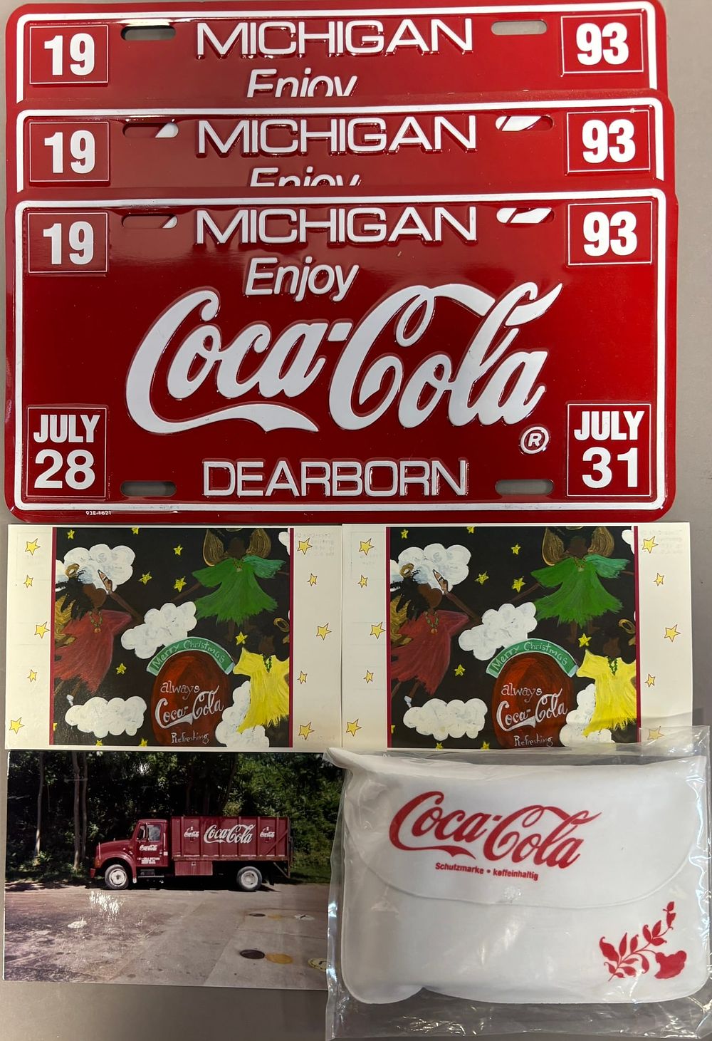 Lot 344: Lot 7 Original Coca Cola 1993 Dearborn Michigan License Plates Brochures & More