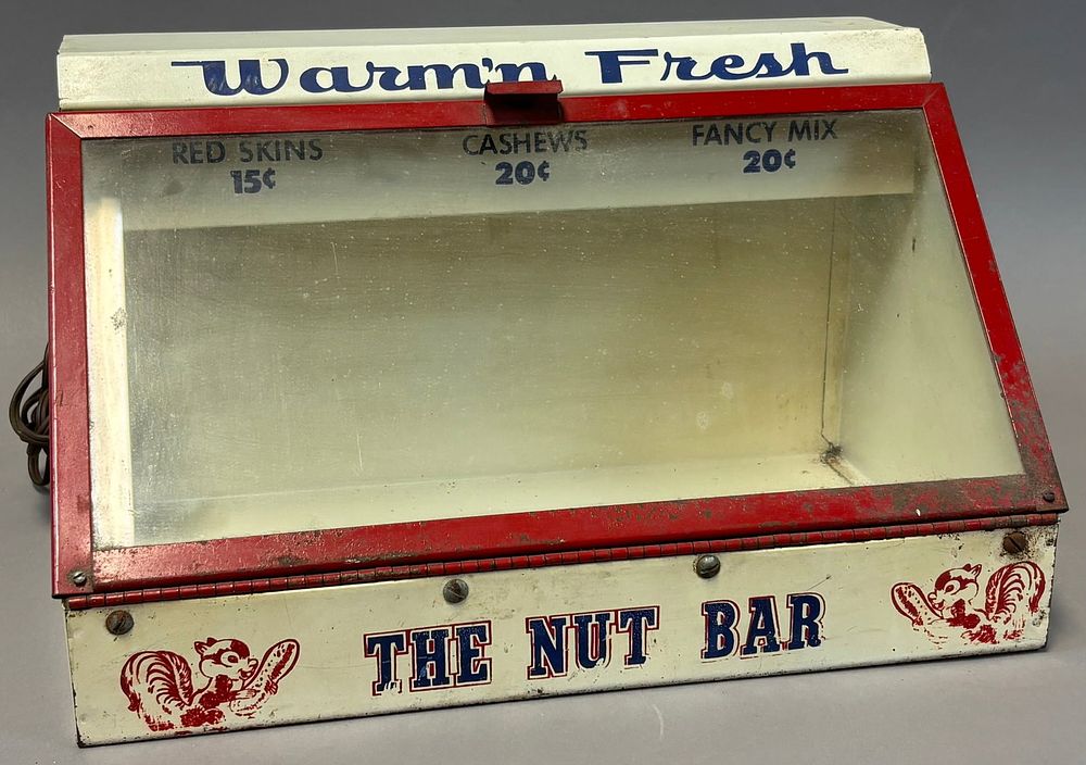 Lot 359: Warm'n Fresh The Nut Bar Grand Rapids Michigan Original Metal Candy Display