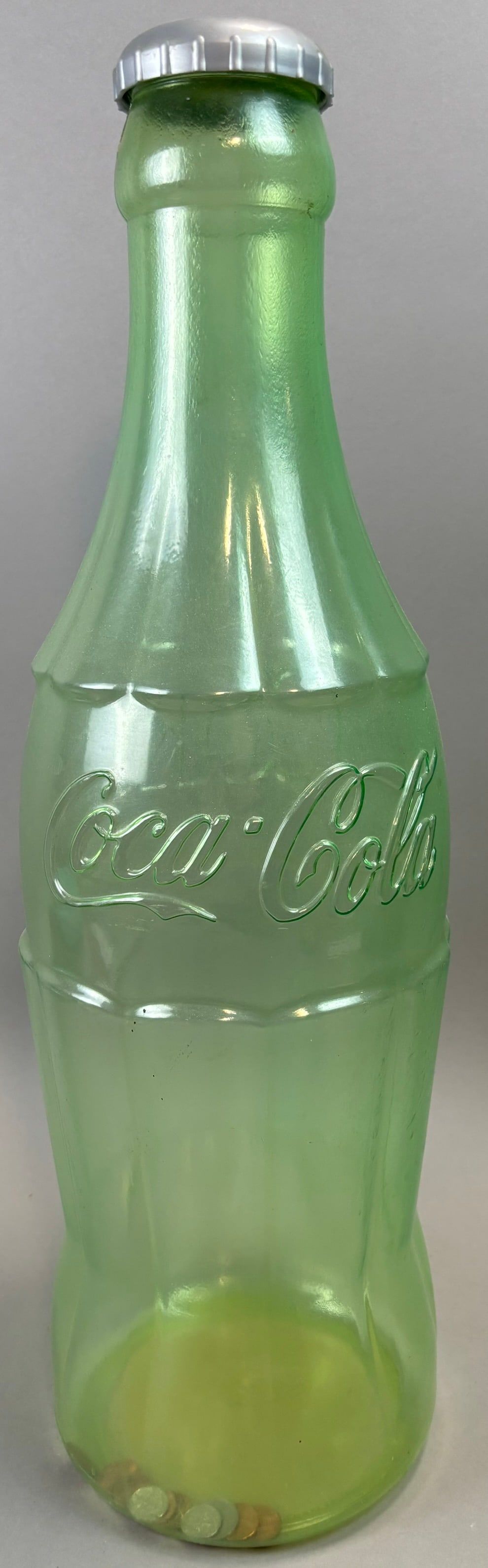 Lot 366: 23" Tall Plastic Coca Cola Embossed Original Coin Bank