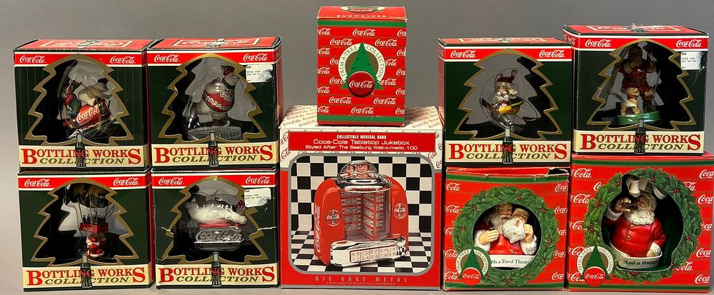 Lot 377: Lot 10 Original Coca Cola Bottling Works Collection & Trim A Tree Xmas Ornaments