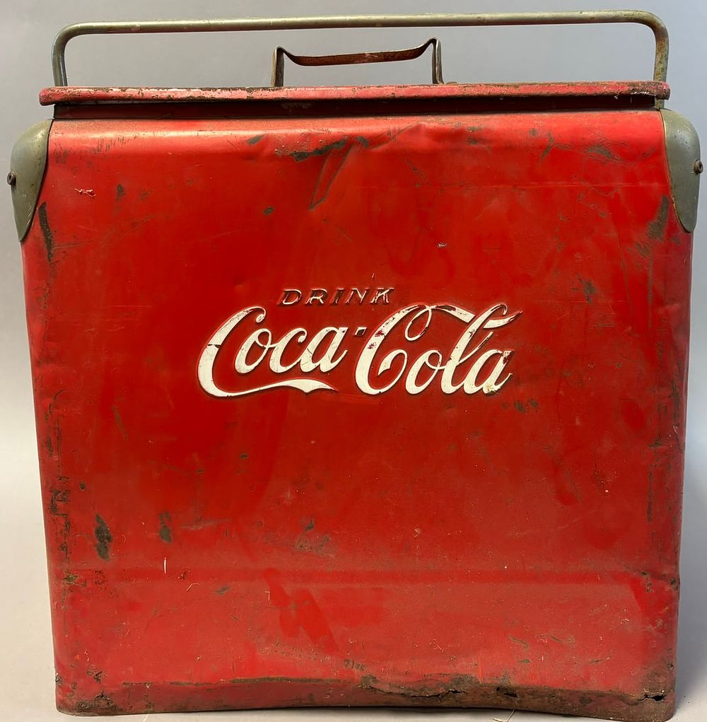 Lot 380: Coca Cola St Thomas Metal Signs Limited Original Embossed Metal Drink Cooler