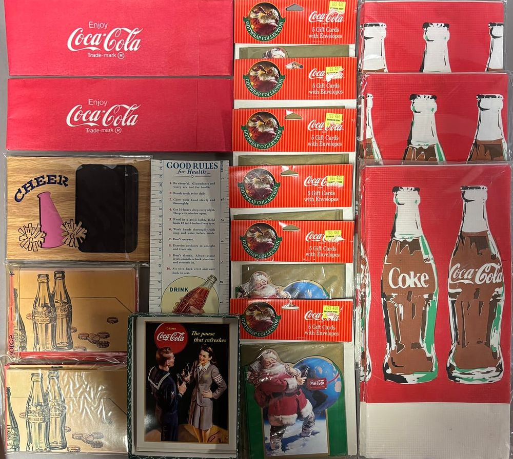 Lot 413: 21 Piece Lot Coca Cola Original Advertising Hats Brochures Papers & More