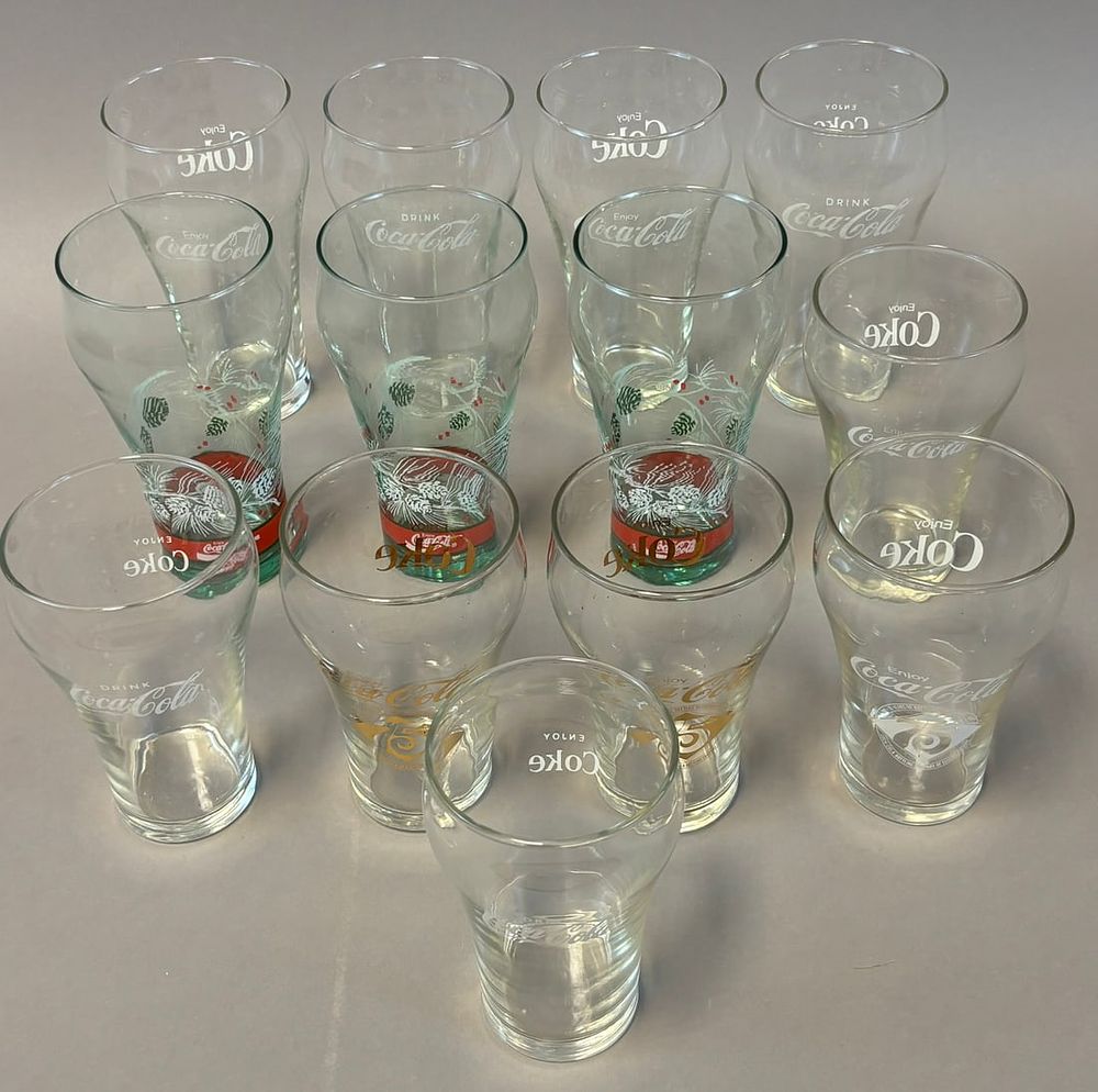 Lot 422: 13 Piece Vintage Coca Cola Original Drinking Soda Pop Glasses