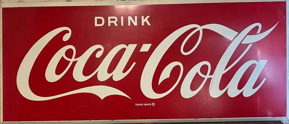 Lot 447: Drink Coca Cola 1960s Original SST Painted Metal 7' Advertising Sign