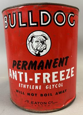 Bulldog Permanent Anti Freeze 1 Gallon Advertising Can by T. Eaton Co Canada. Missing lid - see 