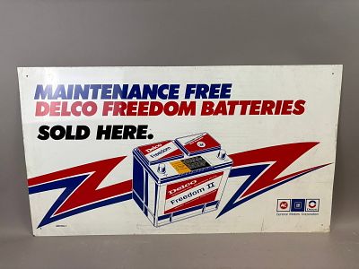 Delco Freedom II by AC General Motors SST Painted Metal Advertising Sign. 36" x 20"