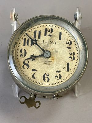 Antique 1920s Luna 8 Day Key Wind Motor Clock w/ Luminol Dial Works. See all photos