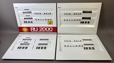 Lot 4 Original Shell RU 2000 Tokheim Porcelain Gas Pump Face Plates. 23.75" x 19"