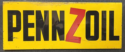 Pennzoil "Z" 1960s Single Sided Tin SST Metal Advertising Gas Station Sign. 58.25" x 23.25"