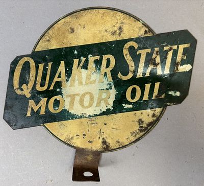 Quaker State Motor Oil Painted Metal DST Tin Advertising Lubester Paddle. 8.5" x 7"