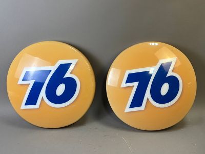 Union 76 Plastic Pair Lighted Advertising Gas Station 17" Signs. 17" x 1.75" - see all photos