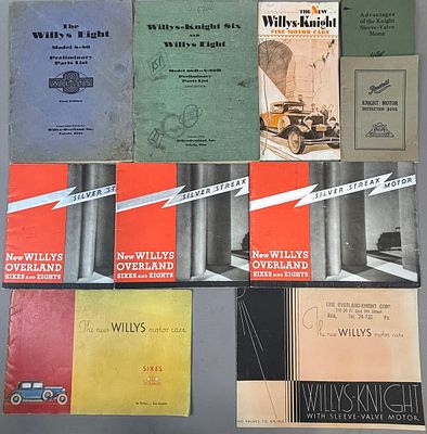 Vintage Lot 10 Original Willys Knight Sixes & Eight Manuals & Instruction Books. See all photos
