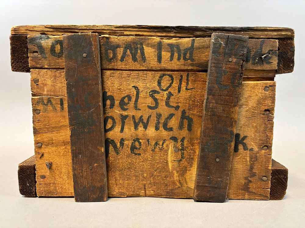 Lot 163: Vintage Texaco Texas Motor Oil Company Wooden Crate Shipping Box