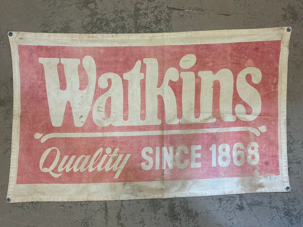 Lot 181: Watkins Quality Since 1868 Original Canvas Advertising Banner Sign