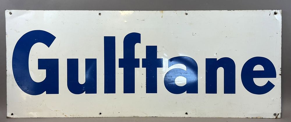 Lot 230: Gulftane Gulf Refining Co Original SST Tin Metal Advertising Gas Station Sign
