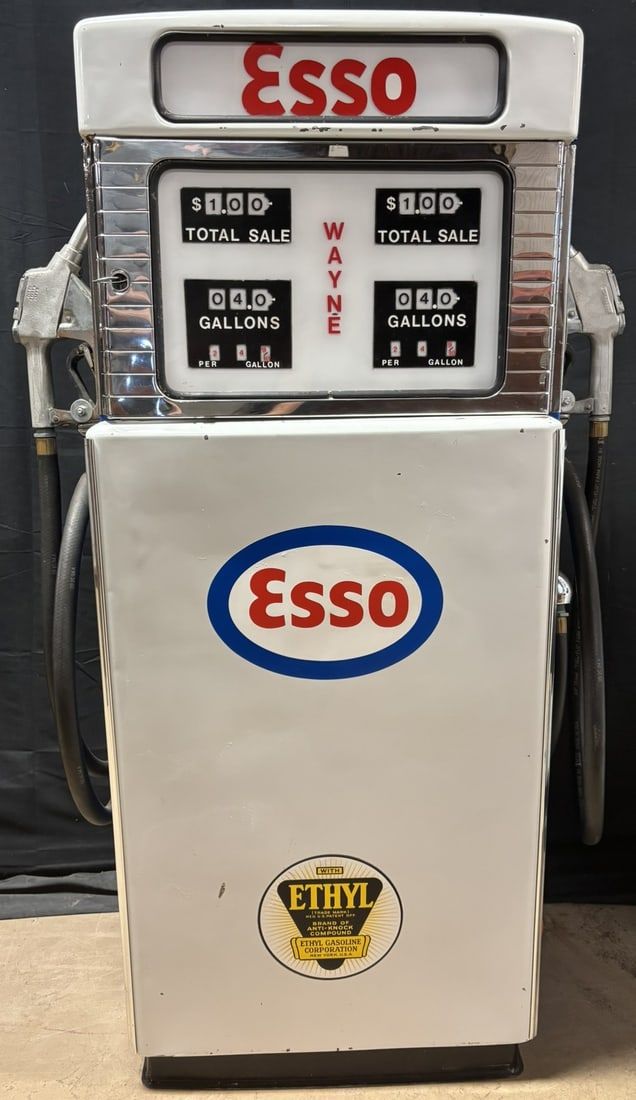 Lot 236: Original Wayne 1970s Esso Porcelain Gas Station Service Pump