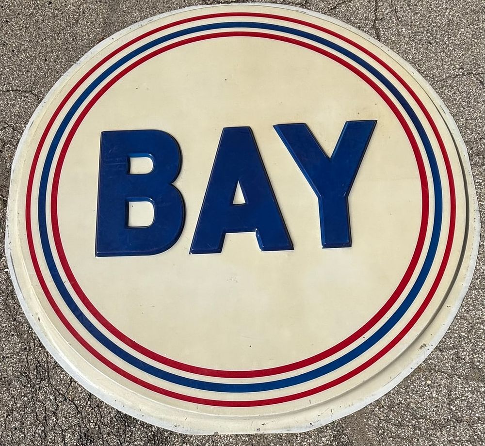 Lot 239: Bay Gas Service Station 8' Embossed Plastic Outdoor Lighted Advertising Sign