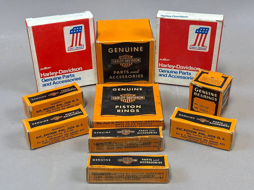 Lot 265: Lot 10 Original Harley Davidson Genuine Parts Piston Rings Bearings Sealed NOS