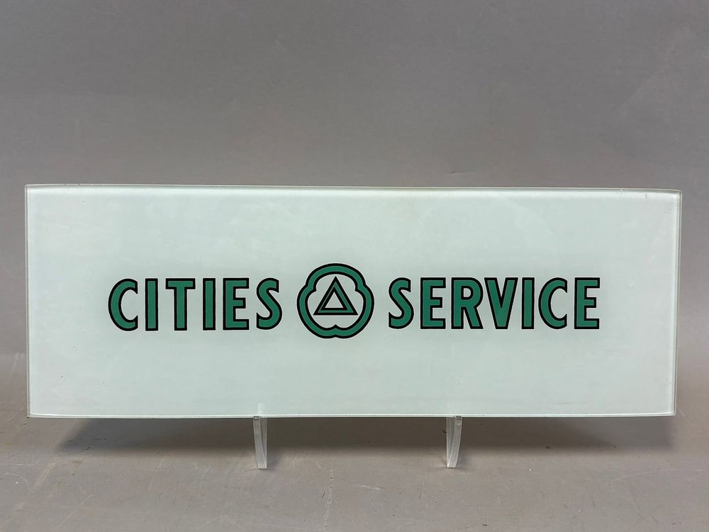 Lot 267: Cities Service Original Gas Pump Advertising Glass Sign